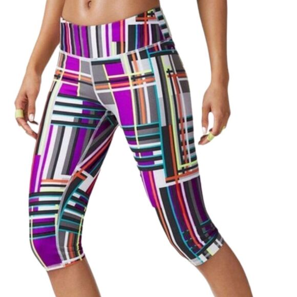 🔺️Fabletics Multicolored "Salar" Powerhold Crop Athletic Pants Small - Picture 1 of 12